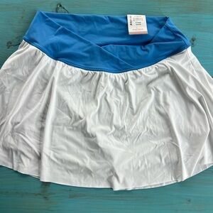 Jadelynn Brooke Club Social Vibrant Blue and White Skirt w/ Built In Shorts, XL